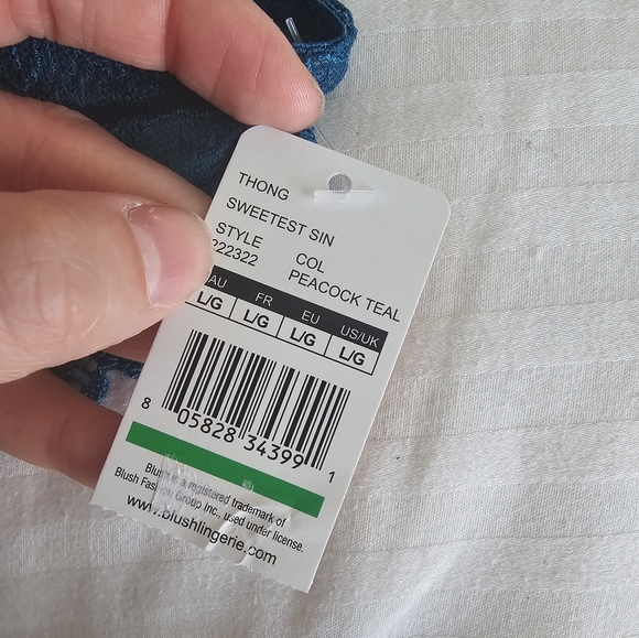 Peacock Teal Lace Tanga - Picture 3 of 3